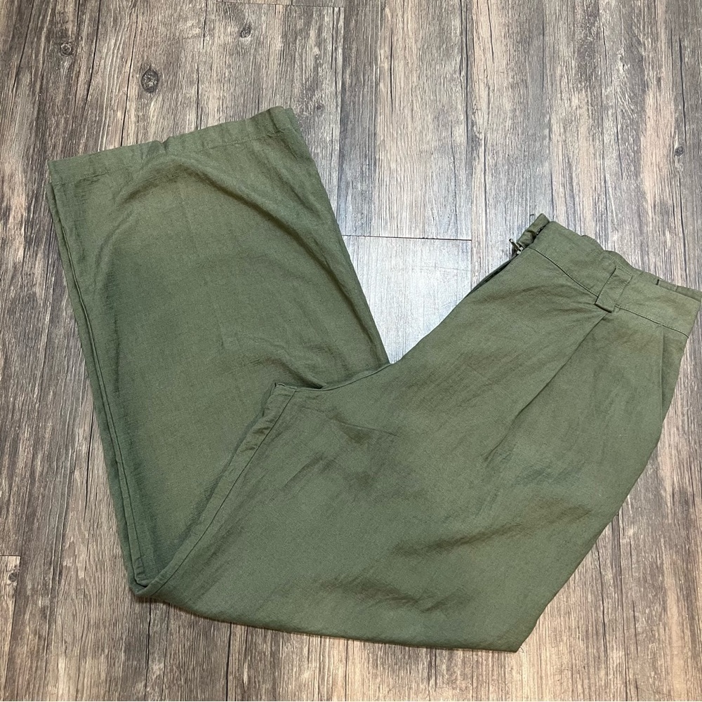 Lioness Women's Olive Green La Ouinta Wide Straight Leg Mid Rise Pants M - Picture 10 of 12